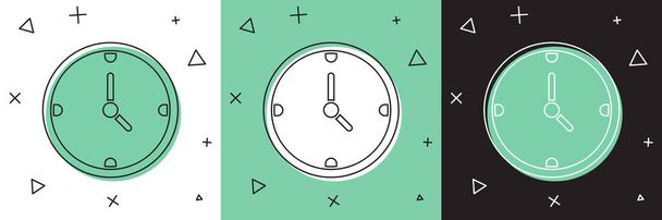 Imposta l'icona dell'orologio isolata su sfondo bianco e verde, nero. Simbolo temporale. Illustrazione vettoriale - Vettoriali, immagini