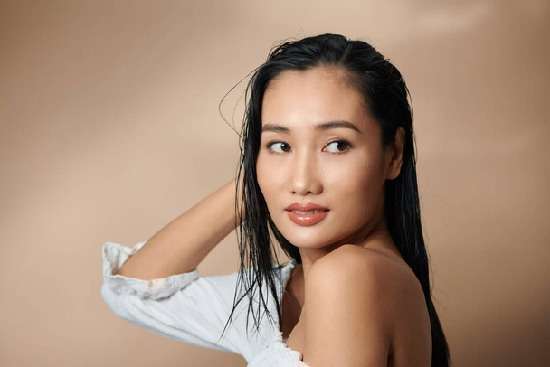 Beauty woman asia beauty for background beige - Foto, immagini