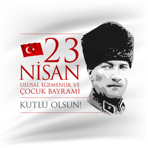 Vector illustration of the 23 Nisan Cocuk Bayrami, April 23 Turkish National Sovereignty and Children's Day, design template for the Turkish holiday. - Vector, Image