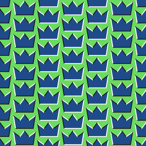 Optinen illuusio saumaton kuvio vihreä sininen kruunu muotoja liikkuvat koriste
. - Vektori, kuva
