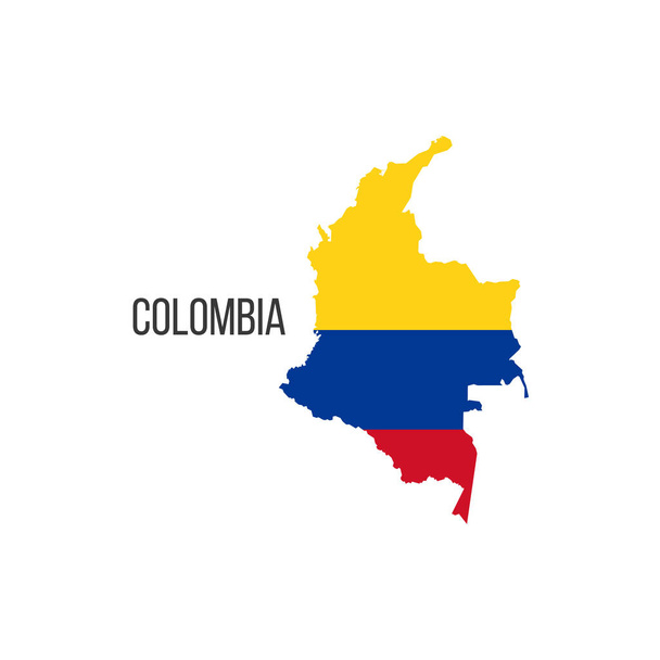 Colombia flag map. The flag of the country in the form of borders. Stock vector illustration - Vector, Image