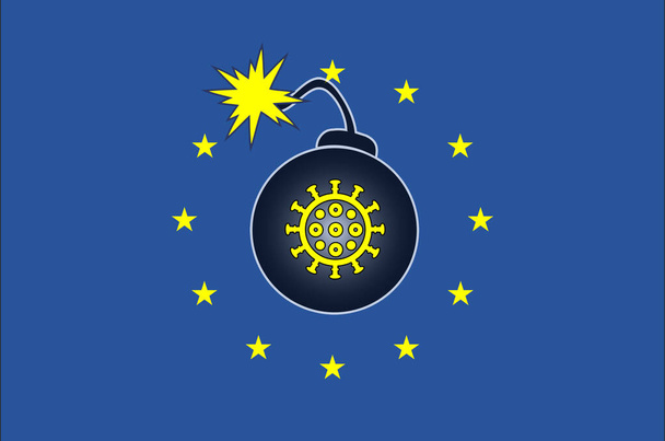 Έκρηξη εκρηκτικού κορωναϊού στην Ευρώπη. Διακυβεύεται η ευρωπαϊκή ενότητα λόγω της πανδημίας του ιού του στέμματος. - Φωτογραφία, εικόνα