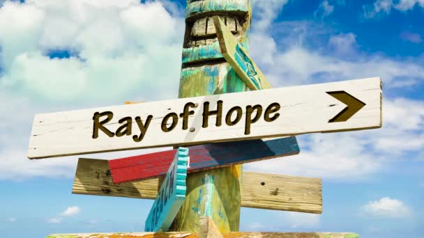 Street Sign the Way to Ray of Hope - Footage, Video