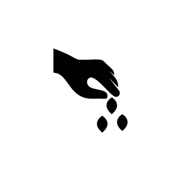 Руки Посадка насіння, Садівництво, Фермерство. Плоска іконка векторної піктограми. Простий чорний символ на білому тлі. Руки Посадка насіння, шаблон дизайну вивісок для веб- та мобільного інтерфейсу
 - Вектор, зображення