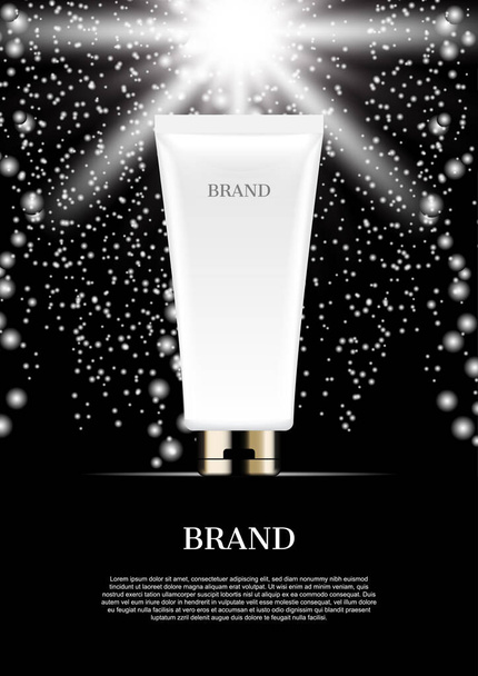 Cosmetic cream with white small glitter and shining light - Vector, Image