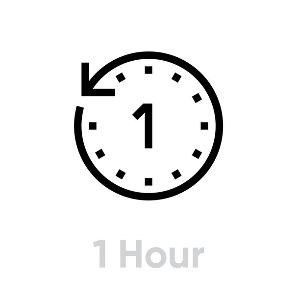 1 Hour icon. Editable Vector Outline - Vektör, Görsel