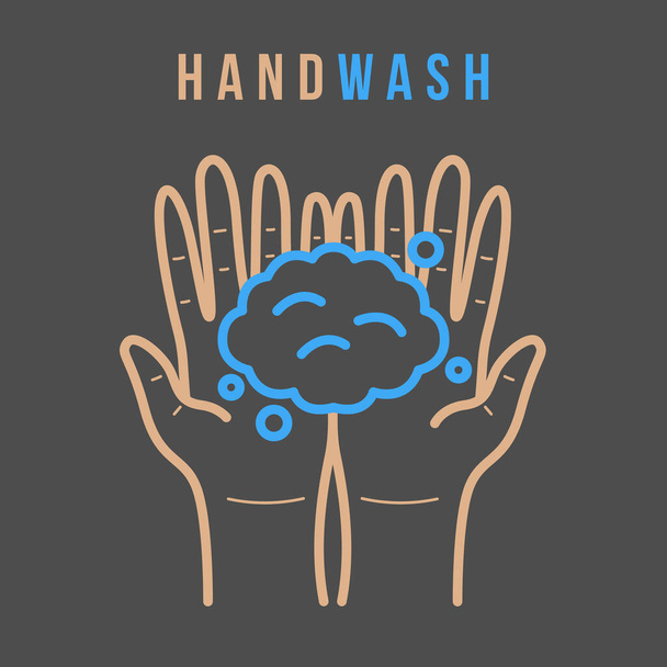 Kézmosás Betegség és higiénia megelőzésére, Tartsa az egészséges, higiénikus, fertőzés, betegség, egészséges, vektor illusztrációja kézmosás. lapos ikon kialakítása - Vektor, kép