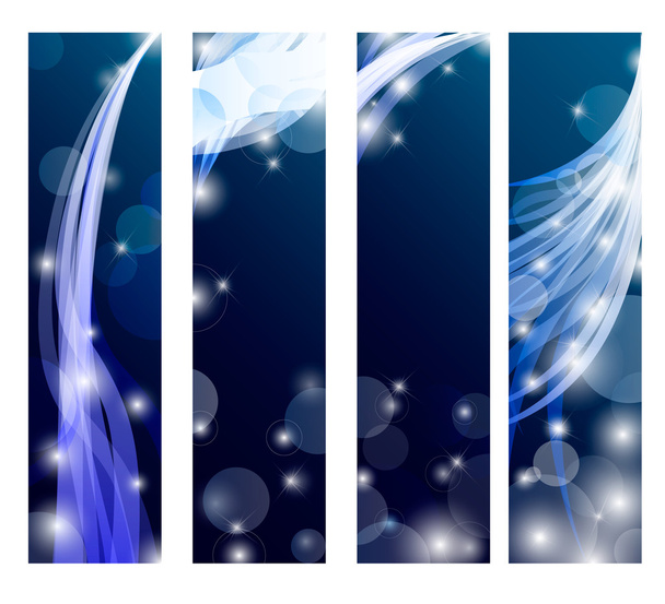 Banner abstracto con rizos de color azul - Vector, imagen