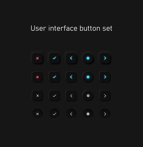 Botão de interface de usuário preto detalhado muito alto definido para sites e aplicativos móveis, ilustração vetorial
 - Vetor, Imagem