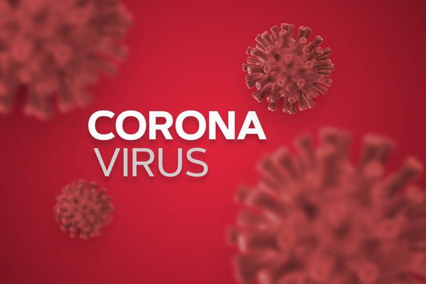 3D εικονογράφηση Covid-19 σε κόκκινο απομονωμένο φόντο. Παγκόσμιος Οργανισμός Υγείας ο οποίος εισήγαγε νέα επίσημη ονομασία για τον ιό Coronavirus. - Φωτογραφία, εικόνα
