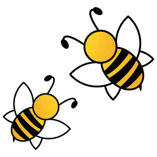 Abejas de miel aisladas sobre el fondo blanco
 - Vector, Imagen
