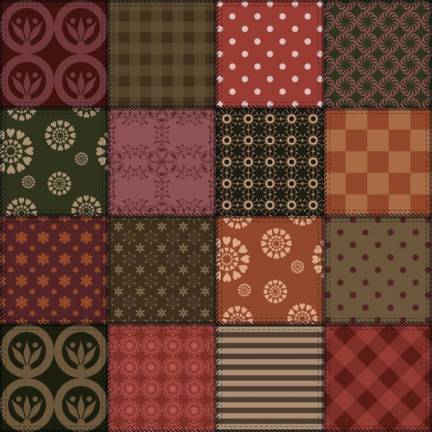 Patchwork-Hintergrund mit unterschiedlichen Mustern - Vektor, Bild