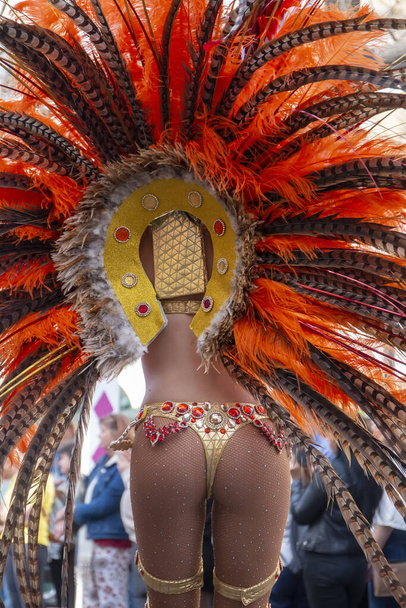 Színes karnevál (karnevál) Parade fesztivál résztvevői Loule városban, Portugáliában. - Fotó, kép
