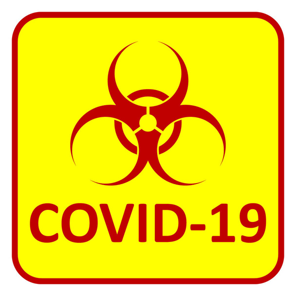 Covid-19 danger sign on white background. Vector illustration. - Wektor, obraz