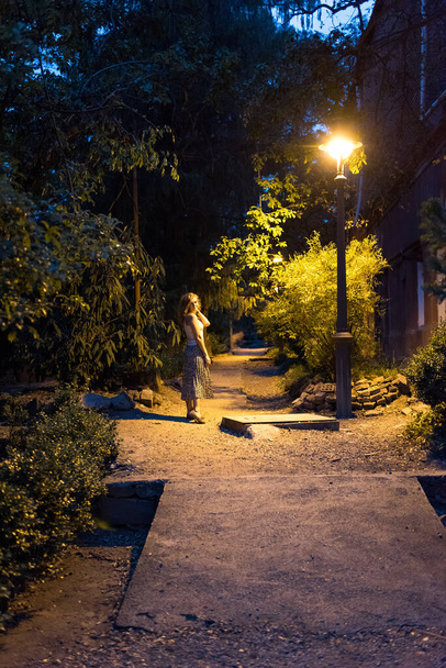 beautiful  woman walking in the city park - Фото, зображення