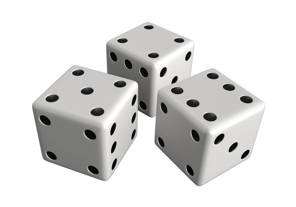 3d render of white dices isolated over white background - Foto, immagini
