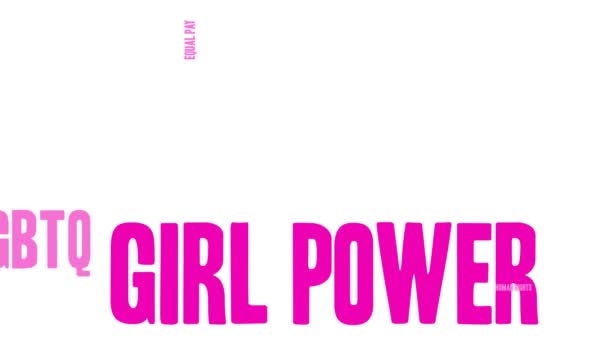 Girl Power Wortwolke auf schwarzem Hintergrund. - Filmmaterial, Video