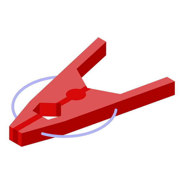 Red clothes pin icon, isometric style - Vecteur, image