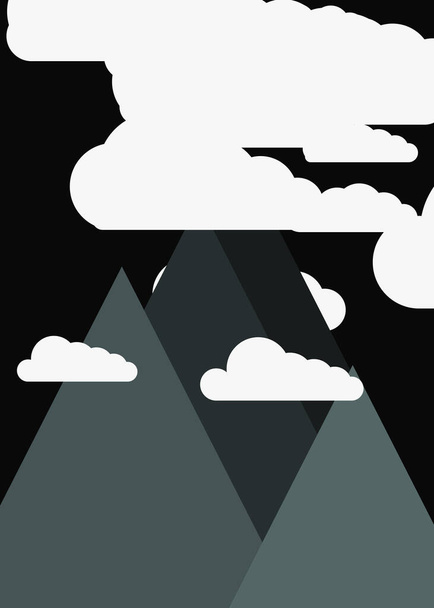 διανυσματική απεικόνιση των πανοραμικών βουνών ενάντια στον ουρανό απλών μορφών - Διάνυσμα, εικόνα