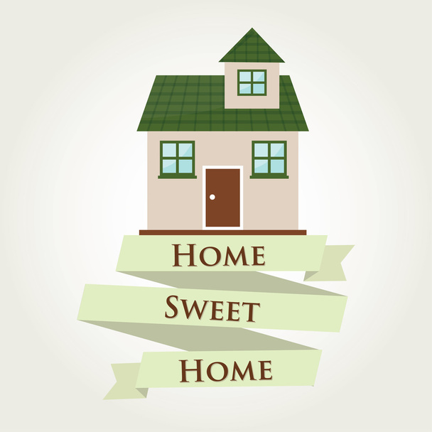 green home sweet home mit Schleifenschild - Vektor, Bild