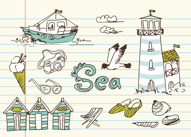 doodles καλοκαιρινές διακοπές - Διάνυσμα, εικόνα