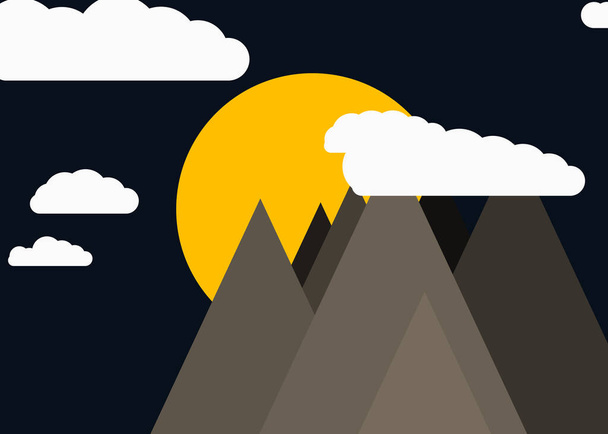 単純な形の空に対するパノラマの山々のベクトル図 - ベクター画像