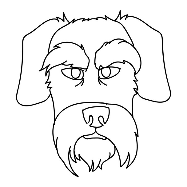 かわいい漫画のモノクロームシュノーザー犬の顔の品種線形ベクトルクリップ。犬愛好家のための血統の犬の品種。ペットパーラーイラストマスコットのための純血子犬国内。隔離された犬のテリア. - ベクター画像