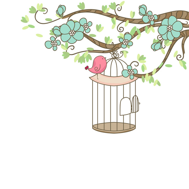 Bird and birdcage - Vector, Image