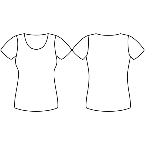 T-shirt woman back and front. - Vector, Image