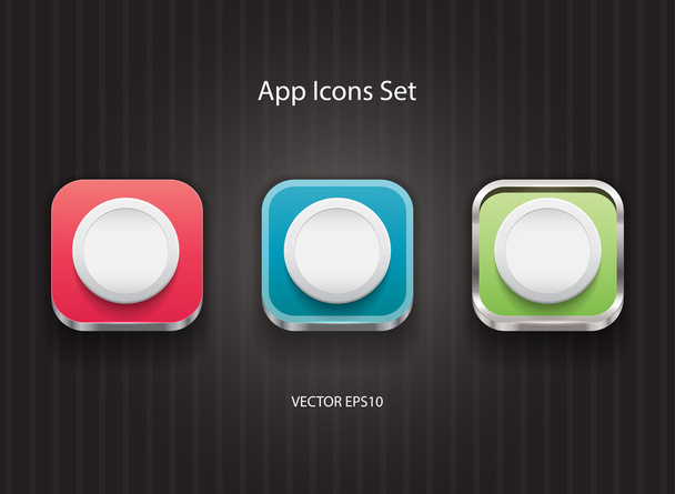 Vector 3d app icons with round plastic buttons - Vektör, Görsel