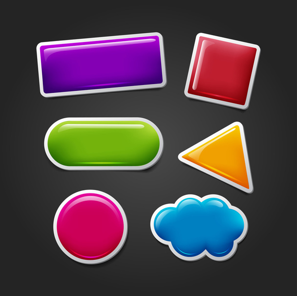 A set of glossy colorful plastic rounded web buttons and badges - Вектор, зображення