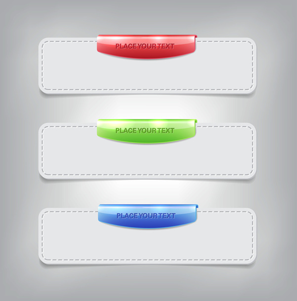 A set of vector paper buttons with shiny plastic tags - Vektör, Görsel