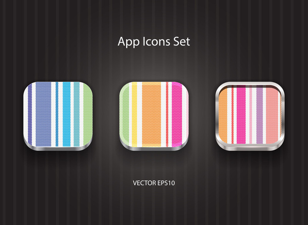 Vector square app icons with colorful striped fabric texture - Вектор,изображение