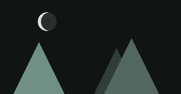 montañas vista panorámica con luna abstracta al azar colocado arte generativo fondo ilustración
 - Vector, Imagen