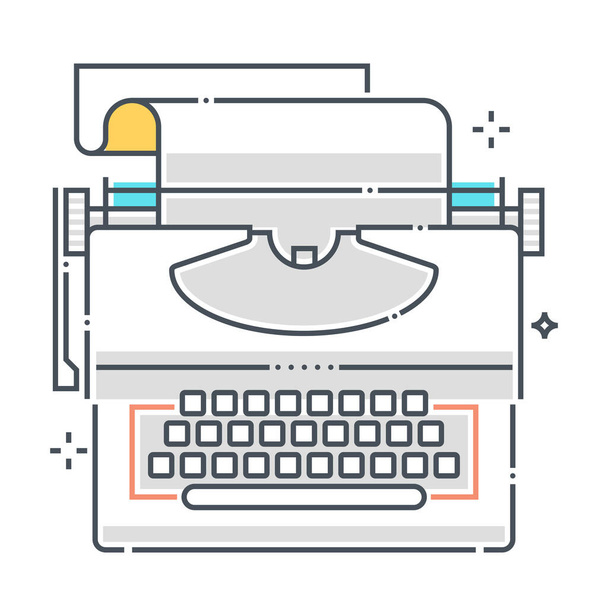 Kopieer schrijven gerelateerde kleur lijn vector pictogram, illustratie. Het icoon gaat over typemachine, toetsenbord, tekst, schrijven, schrijver. De samenstelling is oneindig schaalbaar. - Vector, afbeelding