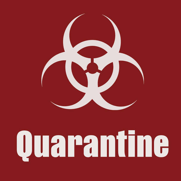 Coronavirus covid-19 quarantine red background. Biohazard sign.  Sign symbol quarantine zone. Coronavirus outbreak covid 19 2019 nCoV . - Zdjęcie, obraz