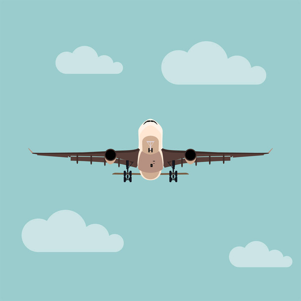 空飛ぶ飛行機のベクトル図、航空機のテンプレートのデザイン - ベクター画像