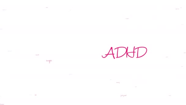 ADHD σύννεφο λέξεων σε λευκό φόντο. - Πλάνα, βίντεο