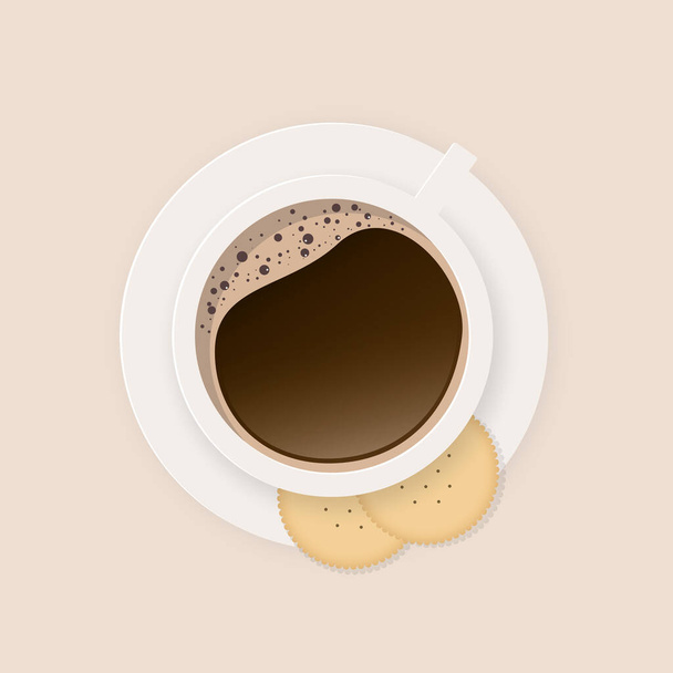 просто розробити чашку кави на світлому фоні з печивом, Top View, вектор - Вектор, зображення