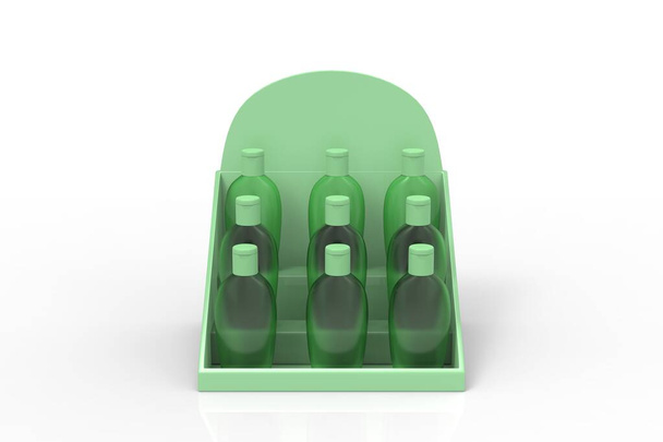 set of clear hand sanitizer in a clear bottle isolated on a white background. Hand sanitizer is used for killing germs, bacteria and viruses. 3d illustration  - Photo, Image