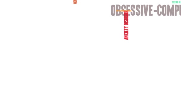 Obsessions Word Cloud op een witte achtergrond. - Video