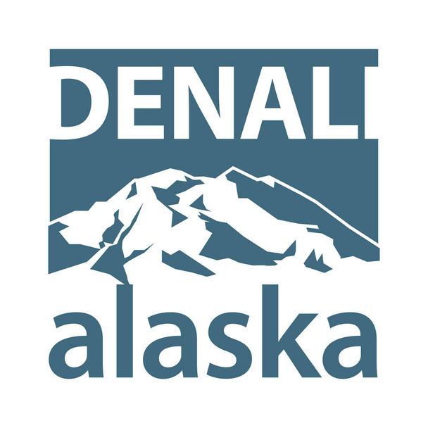 Mount Denali is the highest mountain peak in North America, located in Alaska - climbing, trekking, hiking, mountaineering and other extreme activities template, vector - Vector, Image
