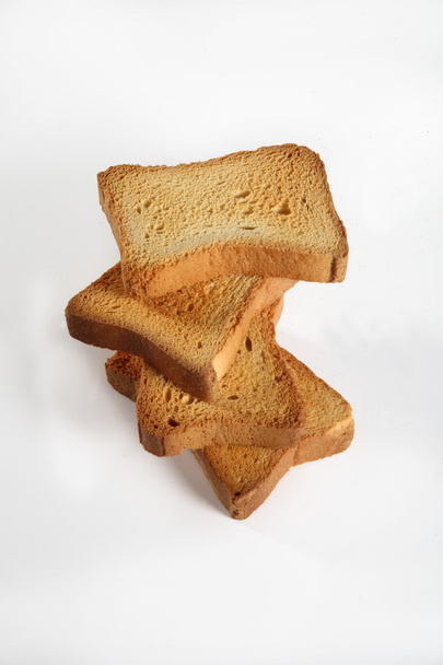 four slices toast viewed from above on white - Photo, Image