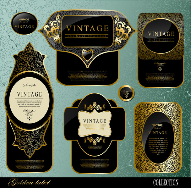 Black gold labels - Vektor, kép