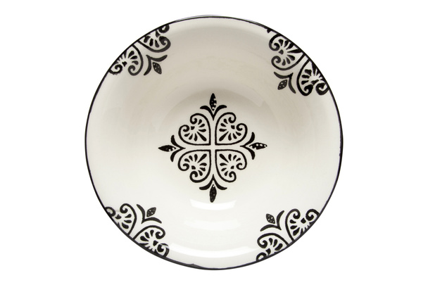 white floral pattern, decorative, porcelain plate - Photo, Image