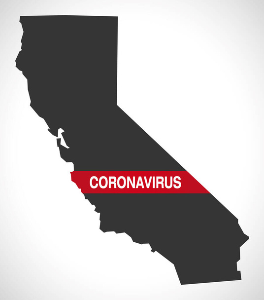 California USA federal state map with Coronavirus warning illustration - Vector, Image