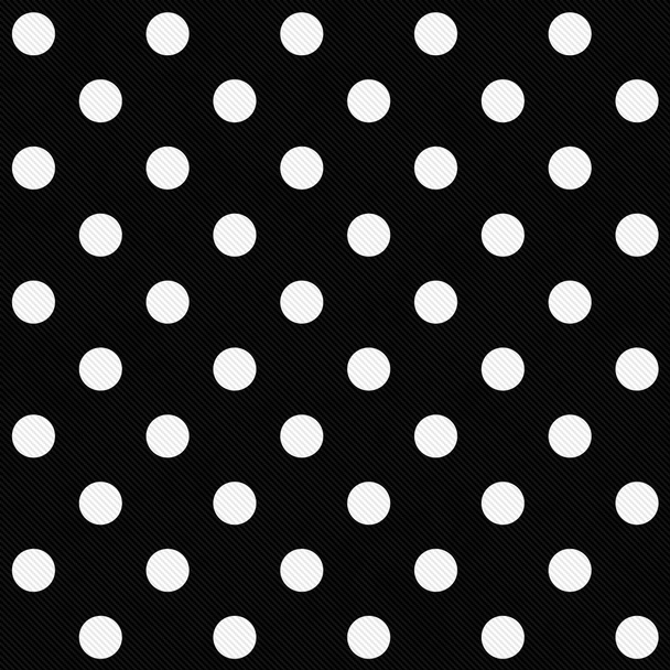 białe kropki na czarny teksturowanej tkanina tło - Zdjęcie, obraz