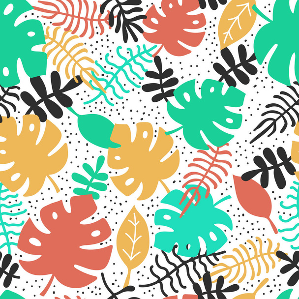 pattern with different tropical leaves vector illustration - Vektor, kép