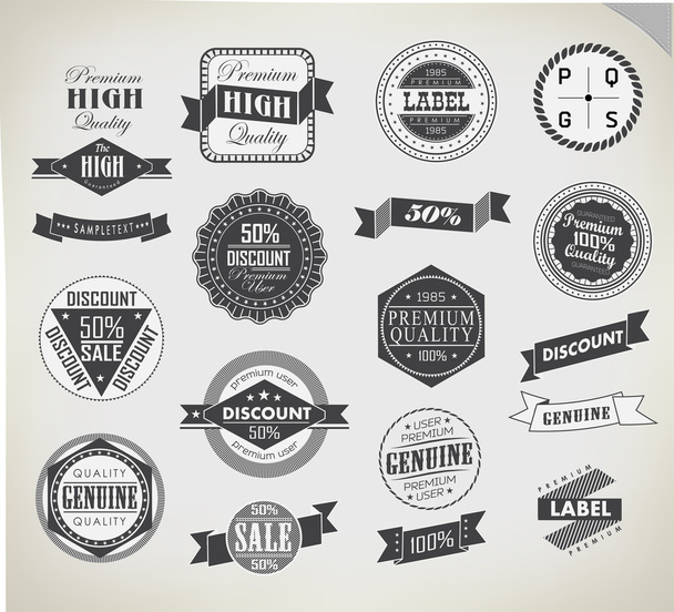 Premium Quality, Guarantee and sale Labels - Vector, afbeelding
