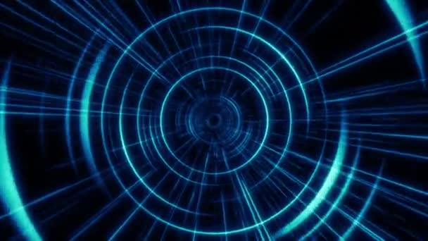 Abstract technology geometric tunnel moving.  Futuristic digital blue color background - Footage, Video
